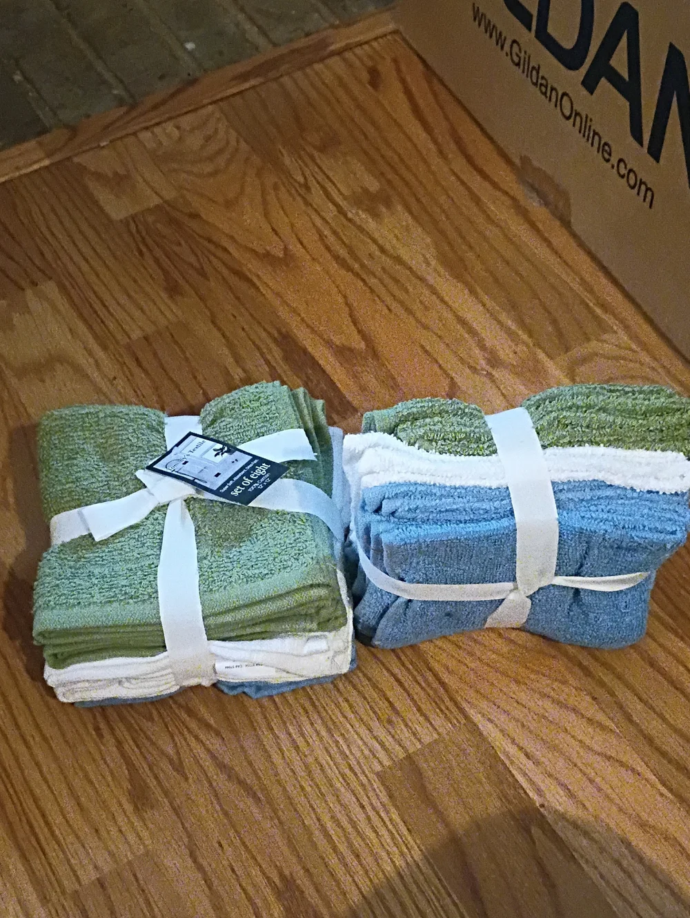 Cotton Wash Cloth Set - Green & Blue -